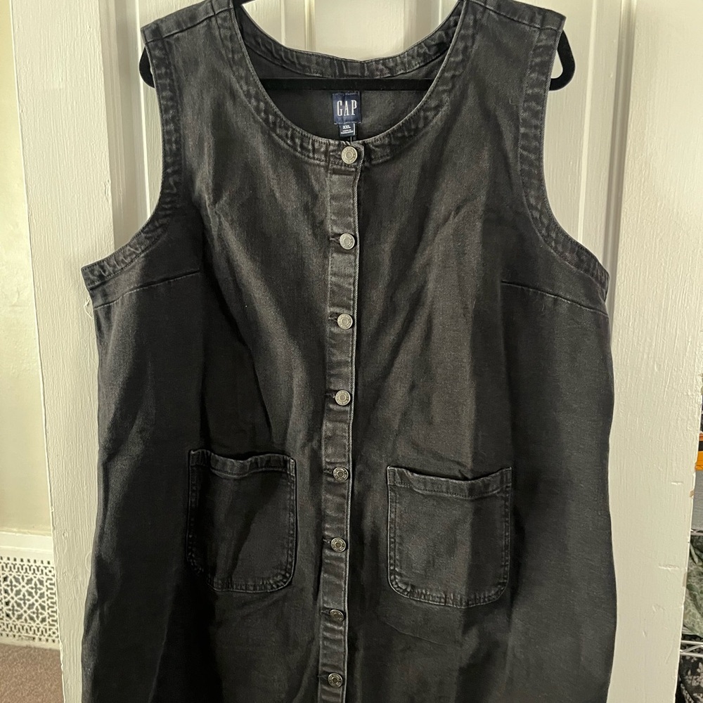 NWT Gap Black Denim Button-Down Dress
